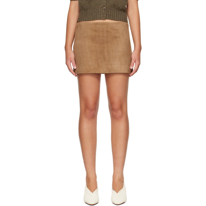 Photo: KHAITE Tan Jett Suede Miniskirt