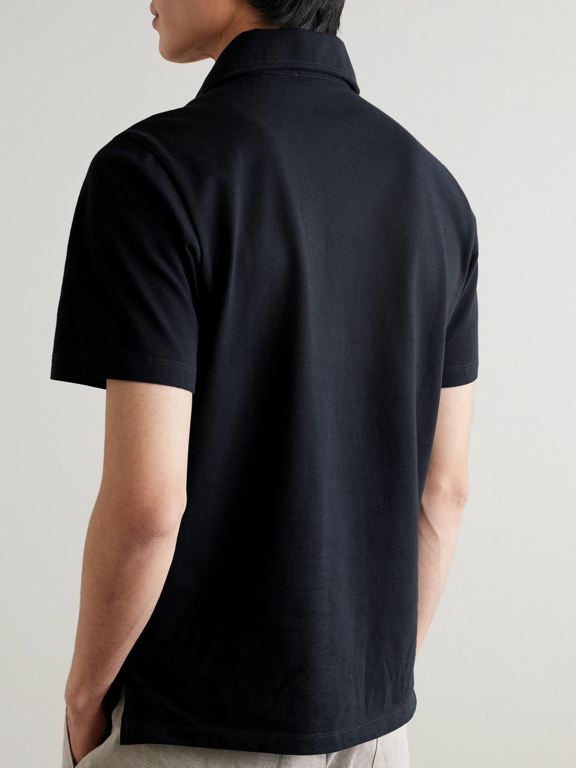De Petrillo - Cotton-Piqué Polo Shirt - Blue