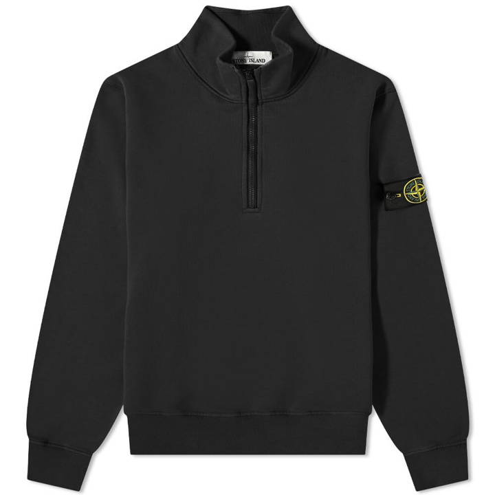 Photo: Stone Island Men's Garment Dyed Half Zip Sweat in Black