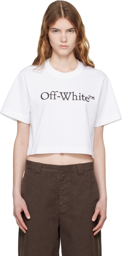 Photo: Off-White White Big Logo Bookish Crop T-shirt