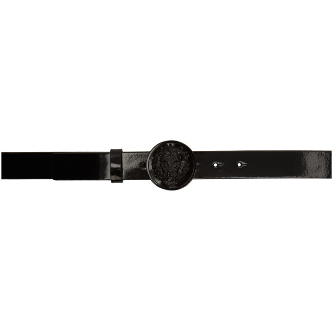 Versus Black Patent Lion Buckle Belt