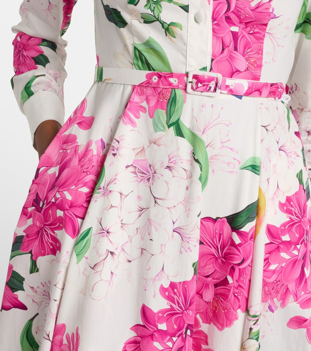 Leo Lin Zara belted printed cotton midi dress