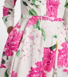 Leo Lin Zara belted printed cotton midi dress