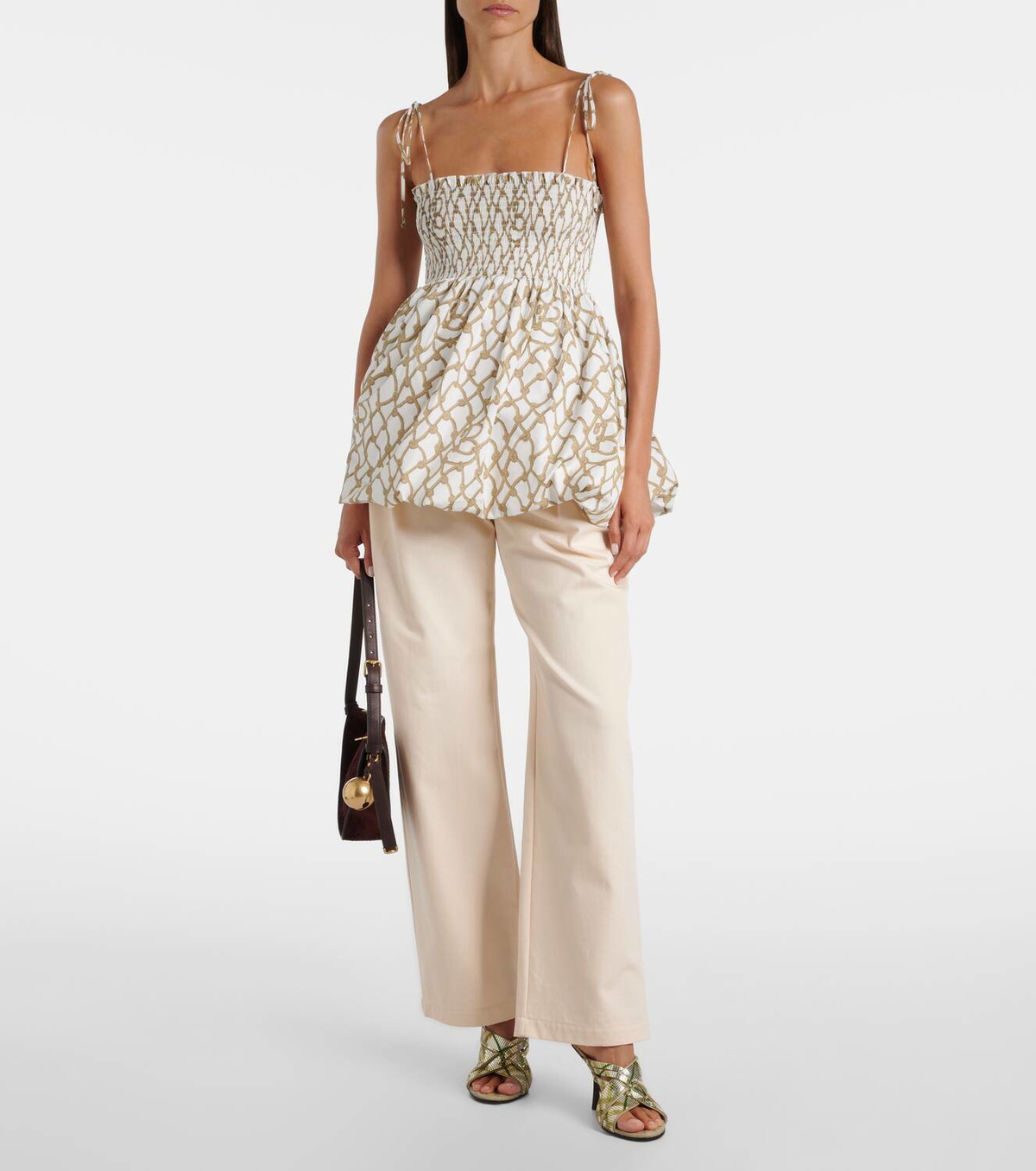 Burberry Knot shirred cotton minidress