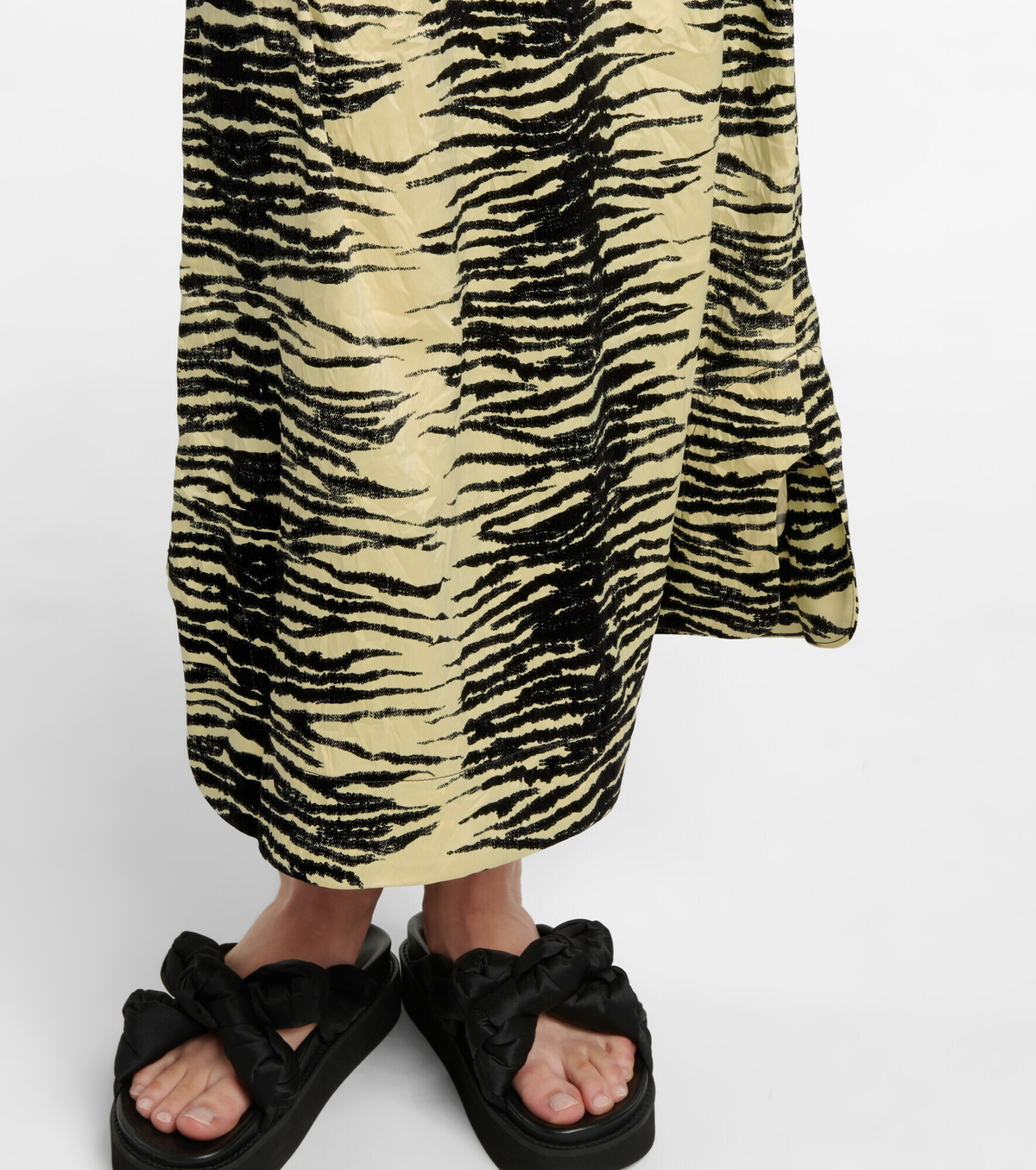 Ganni Tigerprint satin midi dress GANNI