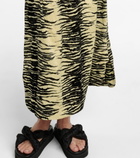 Ganni - Tiger-print satin midi dress