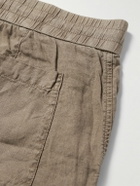 James Perse - Straight-Leg Garment-Dyed Linen Drawstring Shorts - Brown