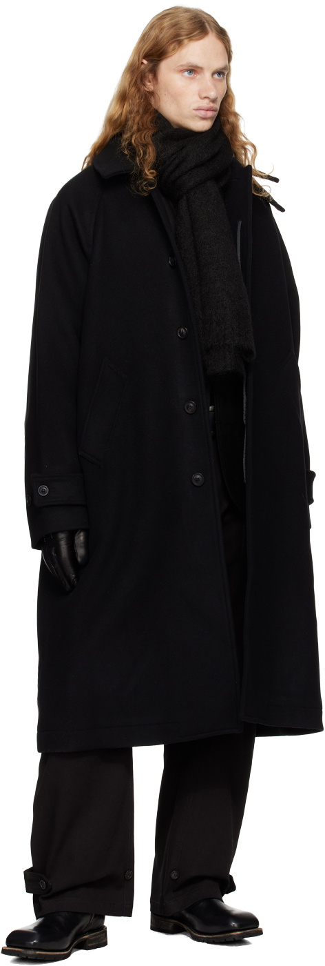 Balmacaan coat cashmere100%バルマカーン　カシミヤ　黒 COOR Black Cashmere-Blend Balmacaan Coat