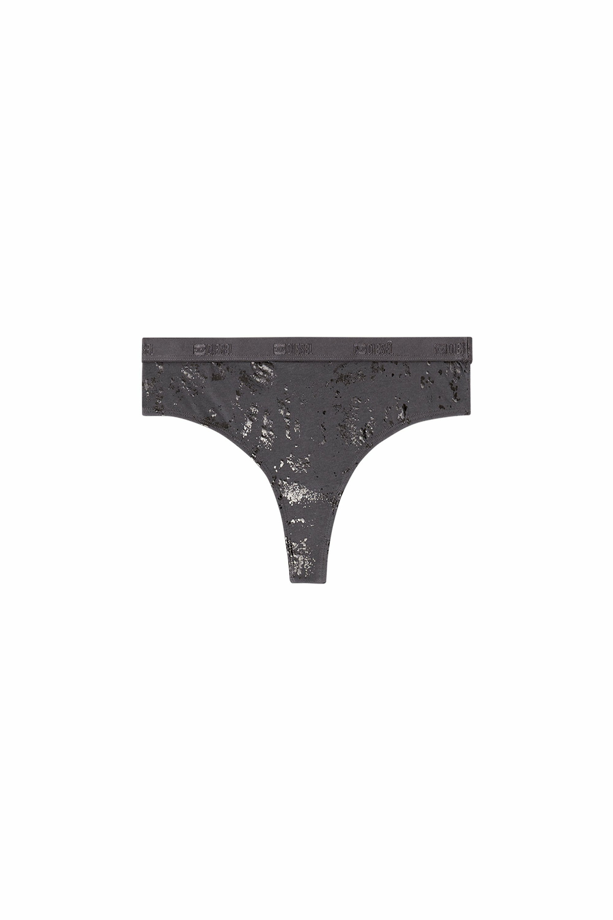 Diesel Thong in metallic-effect stretch cotton - Strings Womens in Grey