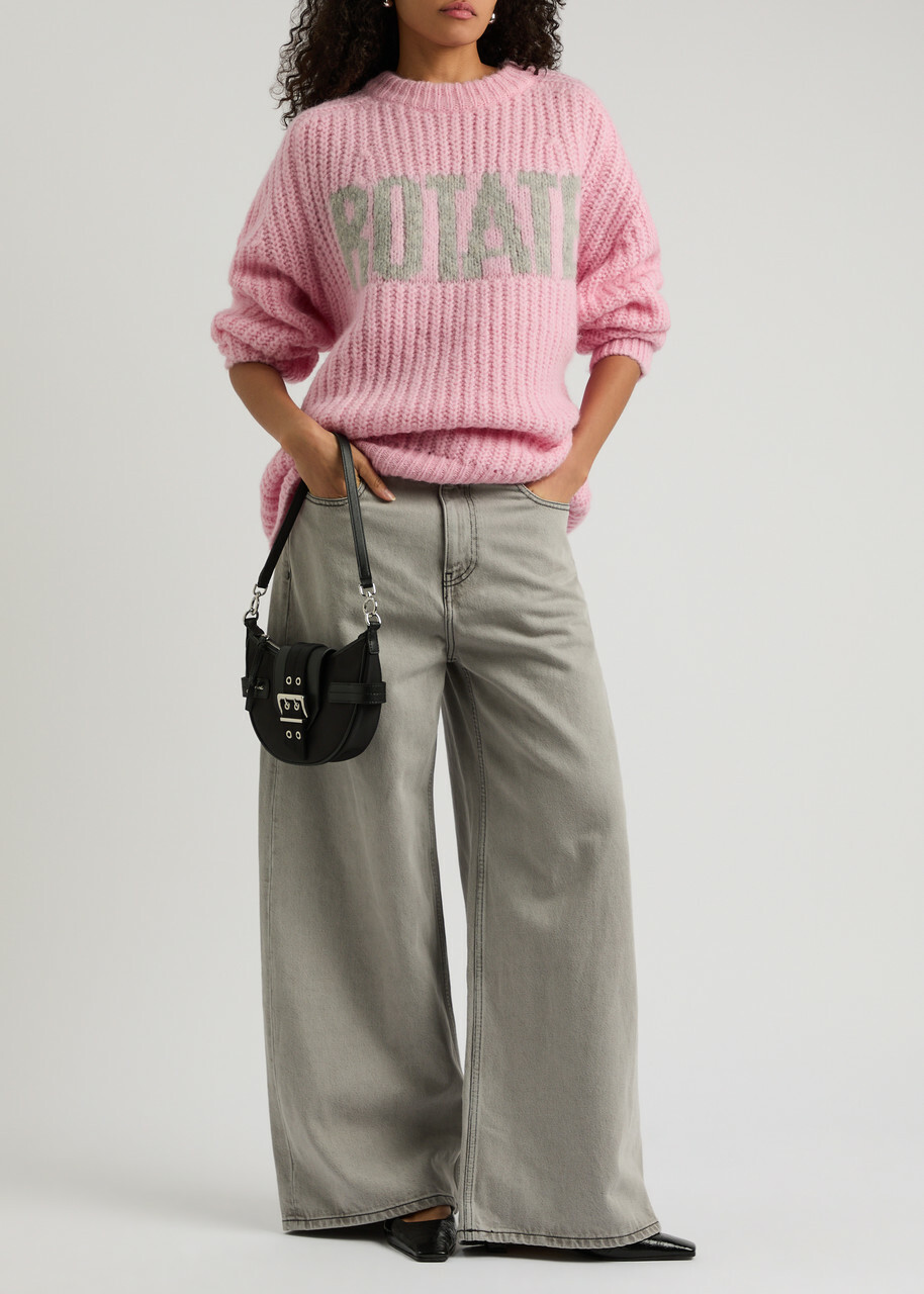Rotate Sunday Logo-intarsia Wool-blend Jumper Lilac