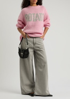Rotate Sunday Logo-intarsia Wool-blend Jumper Lilac