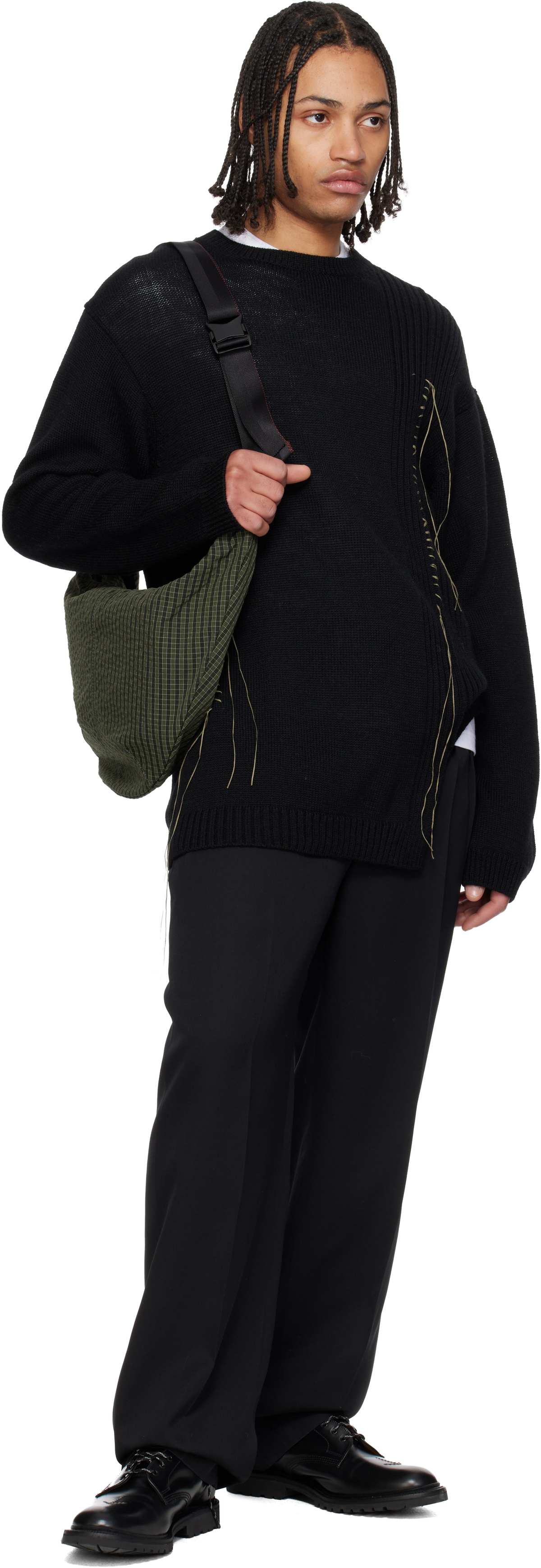 Comme des Garçons Homme Green Grid Check Pattern Bag