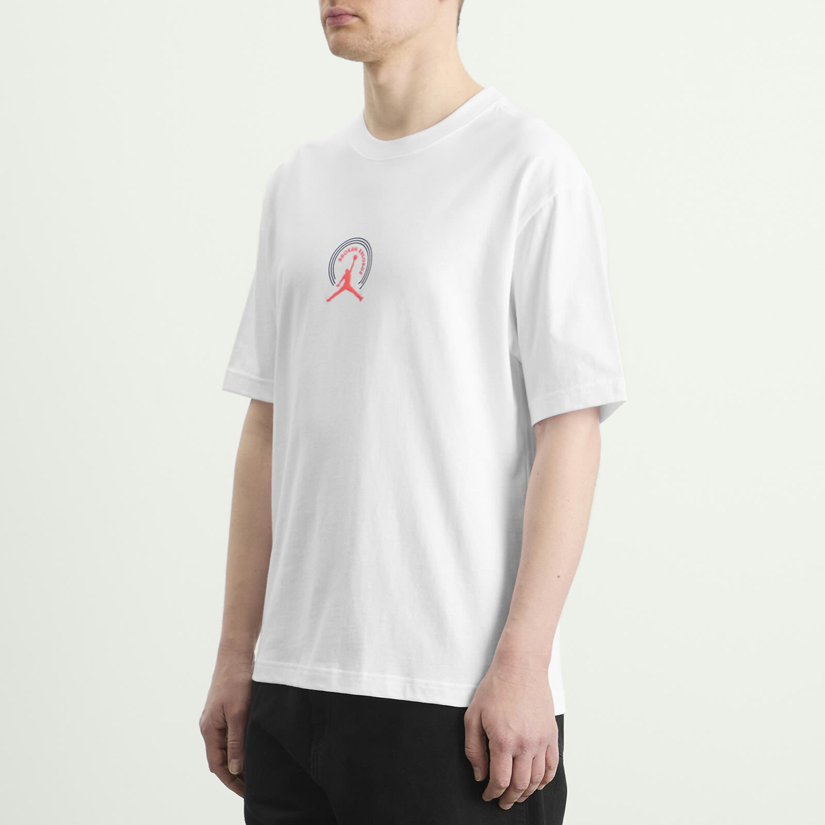 Air Jordan Men's Crew T-Shirt in White/Infrared