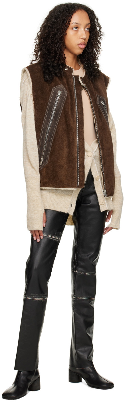 MM6 Maison Margiela Black Paneled Leather Pants