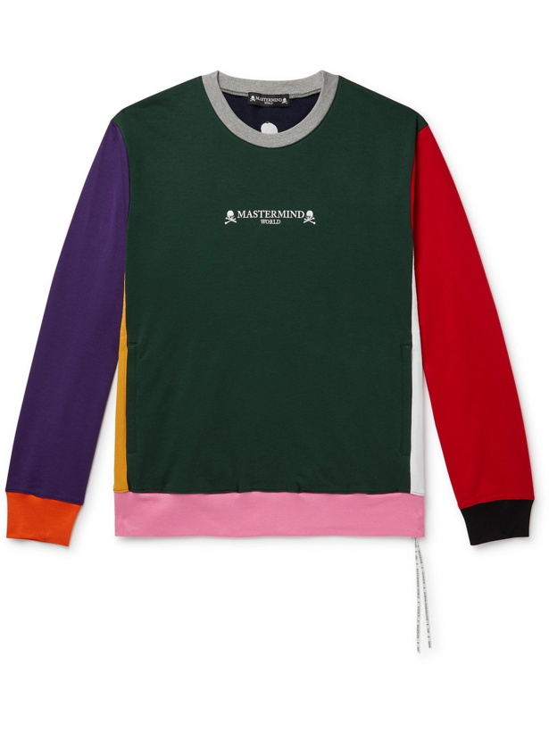 Photo: MASTERMIND WORLD - Logo-Embroidered Colour-Block Loopback Cotton-Jersey Sweatshirt - Multi