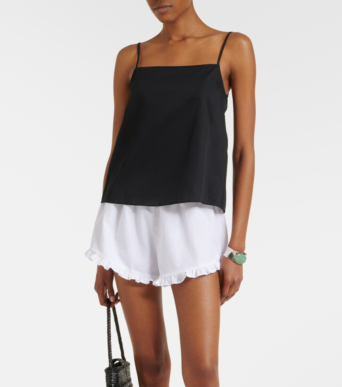 Hunza G Frill cotton poplin shorts