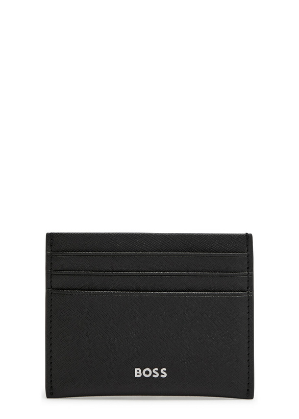 Photo: Boss Northon Logo Saffiano Leather Card Holder - Black - One Size