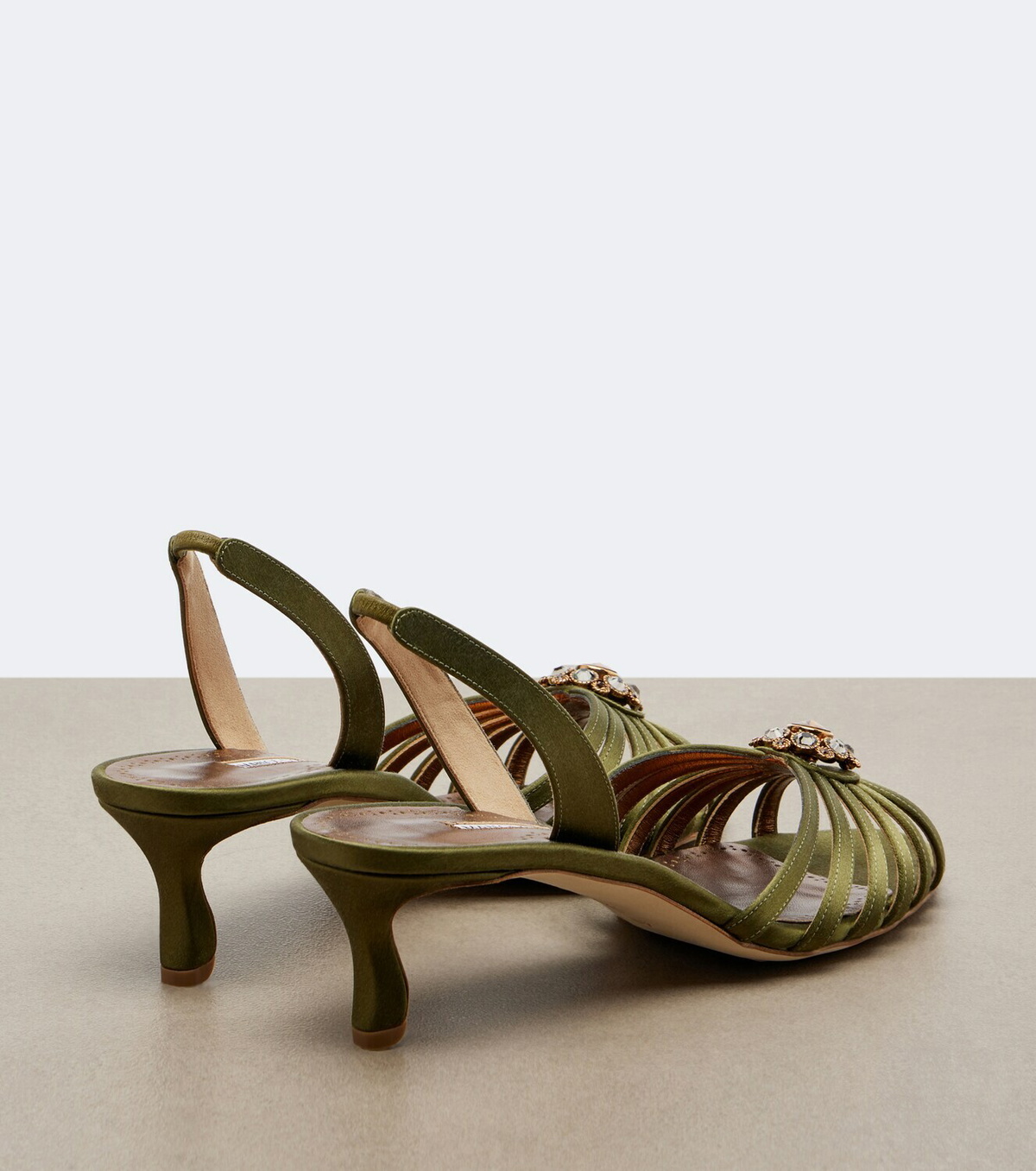 Manolo Blahnik Fulmasli embellished satin slingback sandals