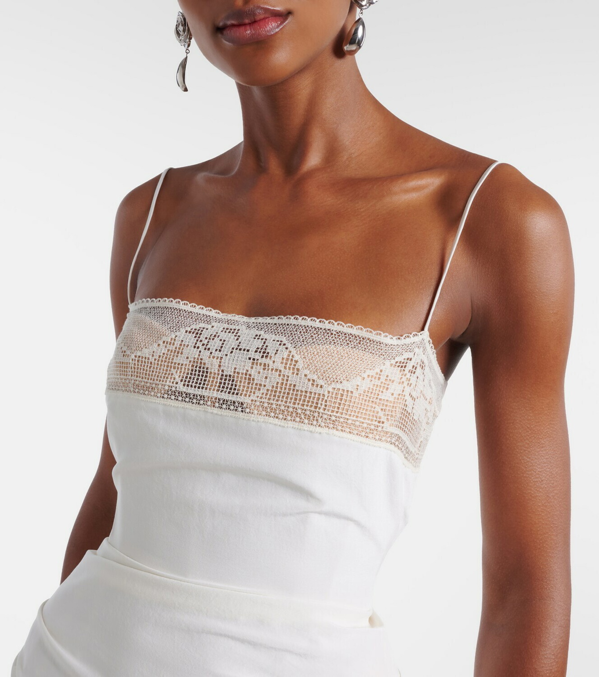 Magda Butrym Lace-trimmed silk corset dress