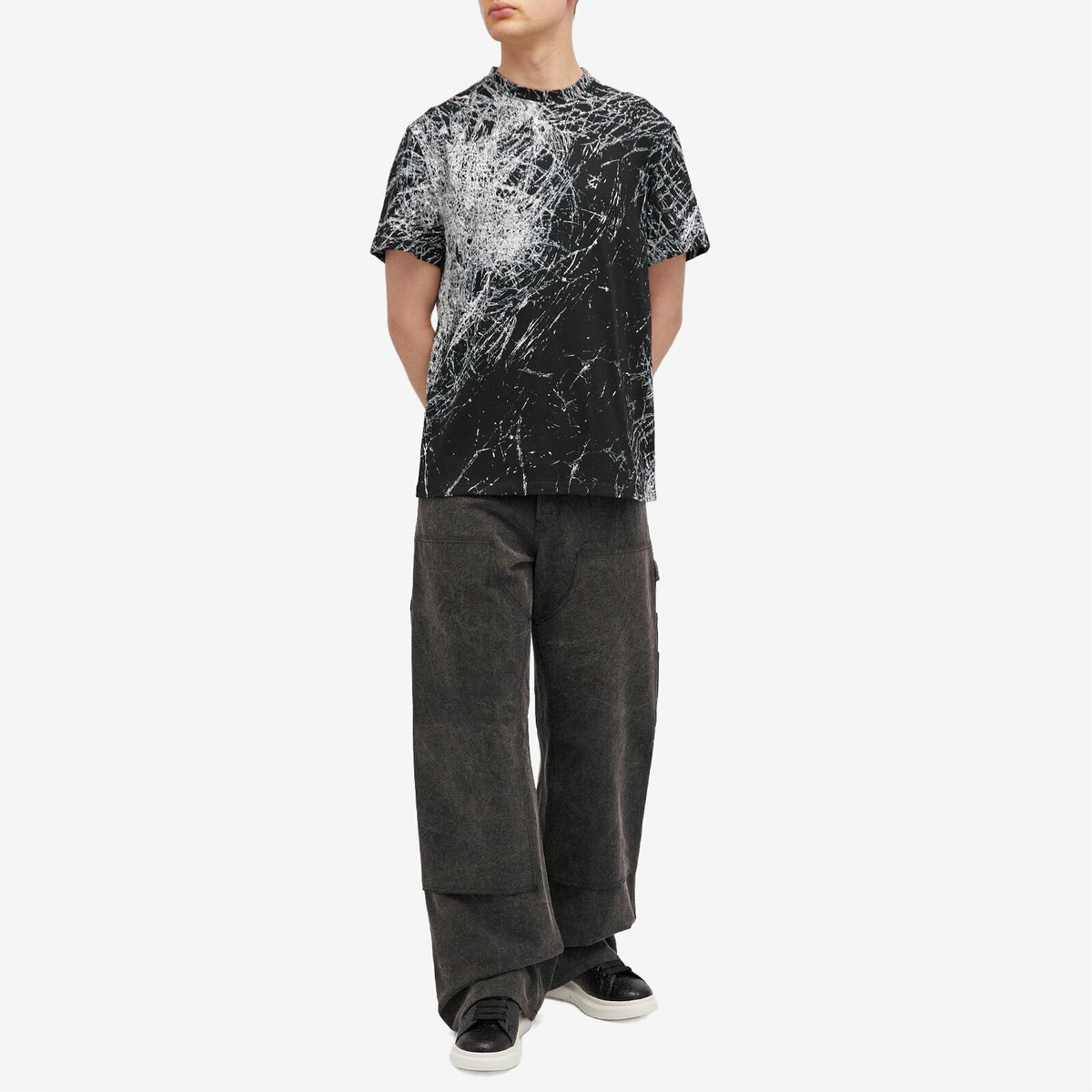 Alexander McQueen Men's Smashed Glass Print T-Shirt in Black
