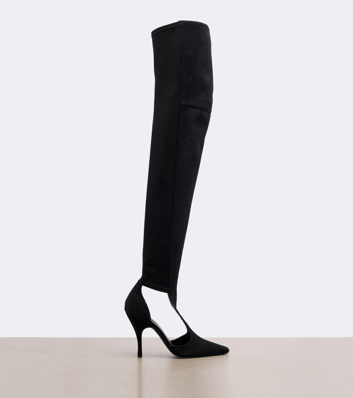 Alaïa Cutout suede-trimmed over-the-knee boots
