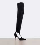 Alaïa Cutout suede-trimmed over-the-knee boots