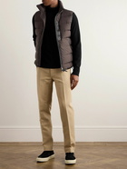 TOM FORD - Slim-Fit Full-Grain Leather-Trimmed Quilted Stretch-Shell Down Gilet - Brown