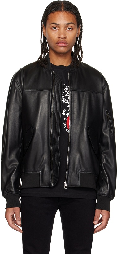 Photo: PS by Paul Smith Black Zip Leather Bomber Jacket