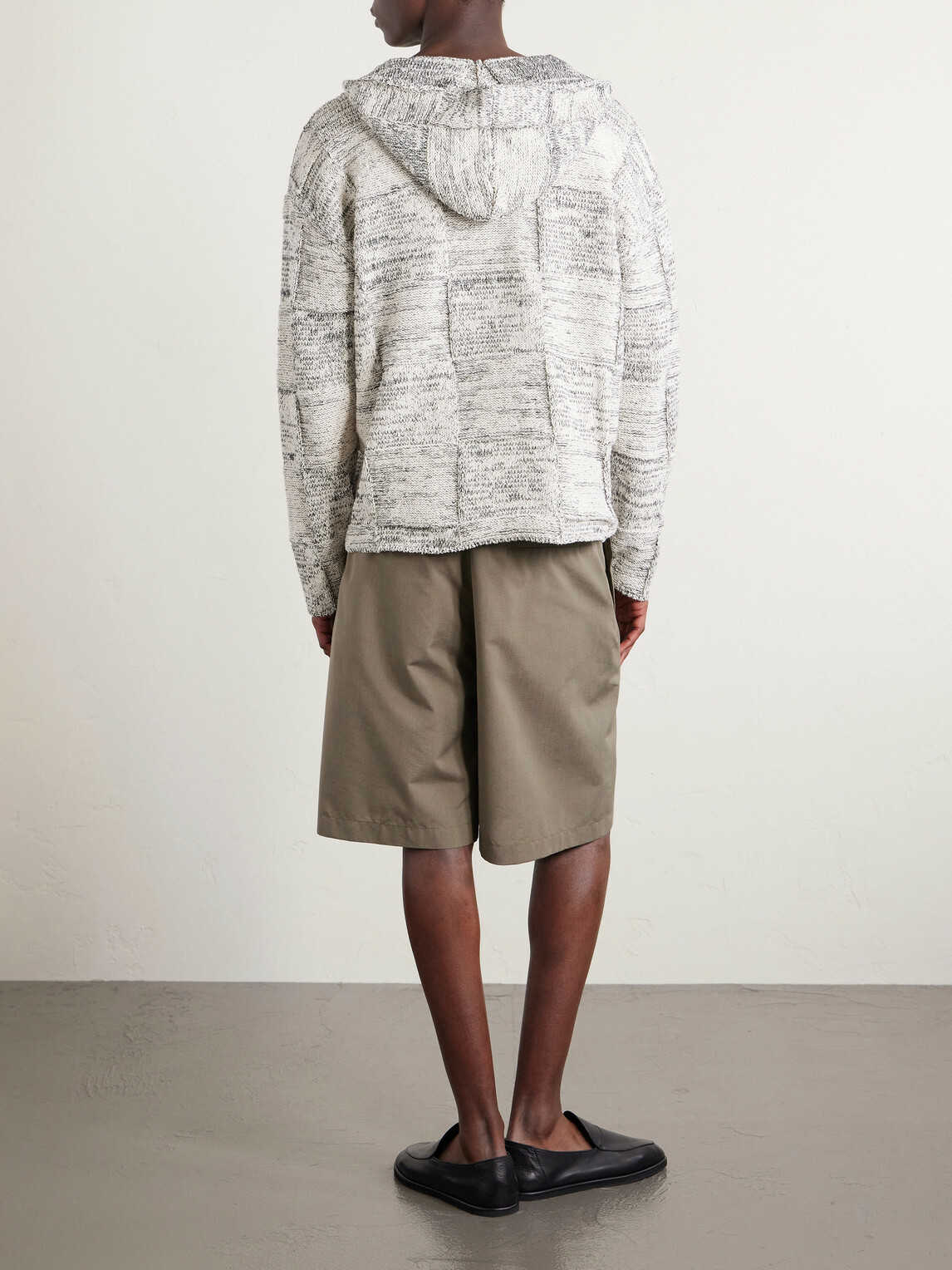 Auralee - Patchwork Cotton and Linen-Blend Hoodie - Gray