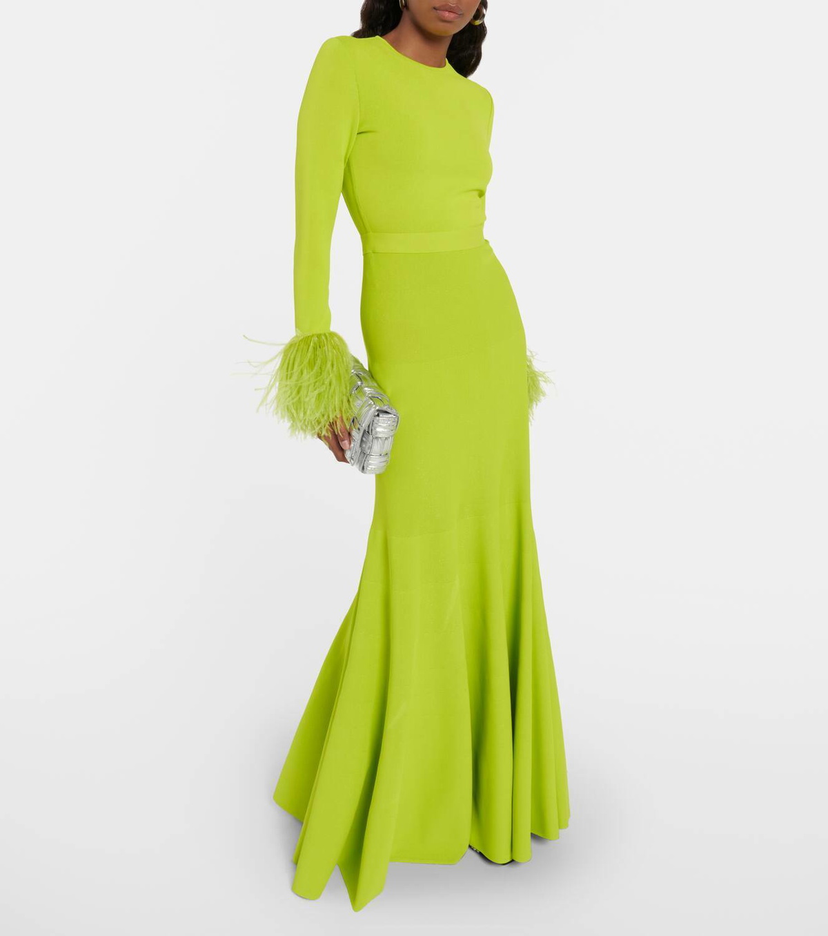 Elie Saab Feather-trimmed jersey gown Elie Saab
