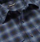 TOM FORD - Slim-Fit Checked Cotton Shirt - Blue