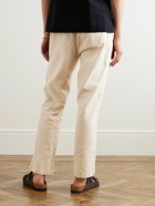 Frescobol Carioca - Oscar Tapered Herringbone Linen and Cotton-Blend Drawstring Trousers - Neutrals