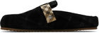 Burberry Black Check Shearling Urchin Clogs