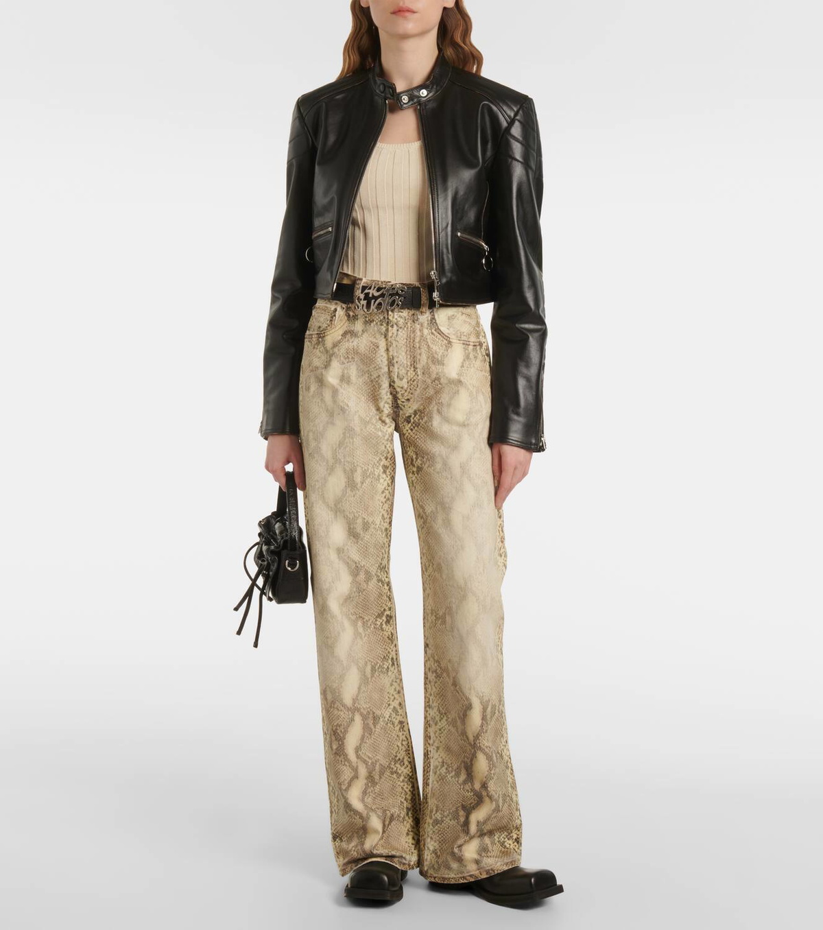Acne Studios Snake-print mid-rise wide-leg jeans Acne Studios
