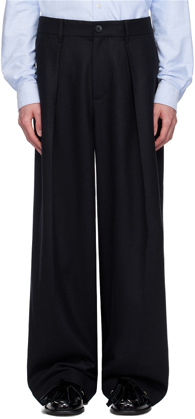 Photo: JW Anderson Navy Pleated Trousers