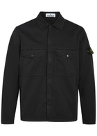 Stone Island Logo-appliquéd Stretch-cotton Overshirt Black