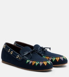 Etro Embroidered canvas boat shoes