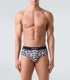 Tom Ford Leopard-print cotton-blend briefs