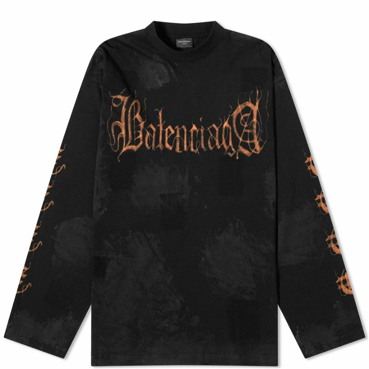 Photo: Balenciaga Men's Long Sleeve Metal Oversize T-Shirt in Washed Black