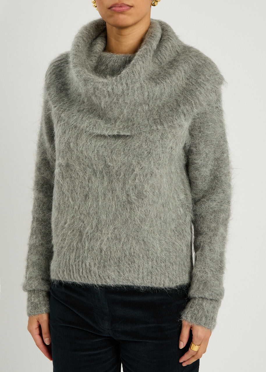 Toteme Funnel-neck Brushed Alpaca-blend Jumper Grey