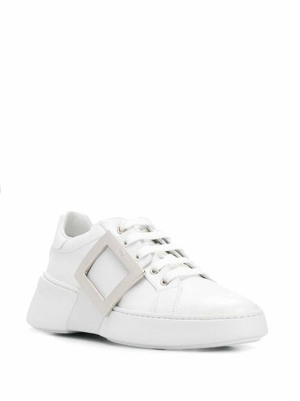 VIV' SKATE SNEAKERS IN WHITE CALFSKIN YELLOW GLITTER STRAP AND CRYSTAL BUCKLE