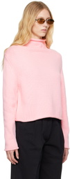 Carter Young Pink Solid Roll Neck Sweater