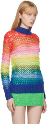 AGR Multicolor Open Knit Crewneck Sweater