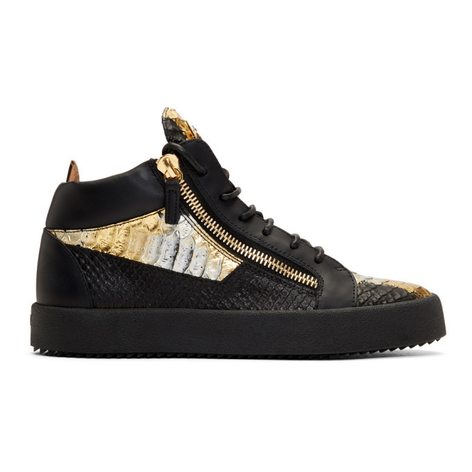 Photo: Giuseppe Zanotti Black and Gold May London Kokis High-Top Sneakers