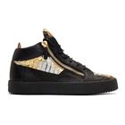 Giuseppe Zanotti Black and Gold May London Kokis High-Top Sneakers