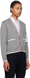 Thom Browne Gray Y-Neck Cardigan