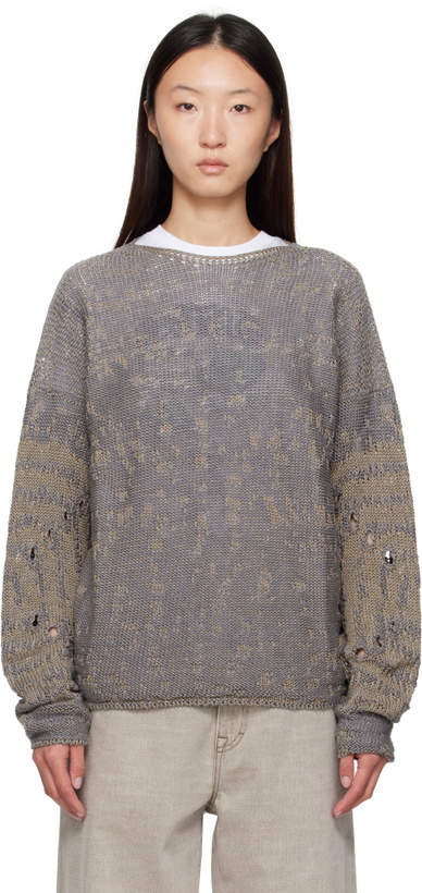 Photo: ROA Beige & Gray Vortex Crewneck Sweater