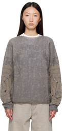 ROA Beige & Gray Vortex Crewneck Sweater