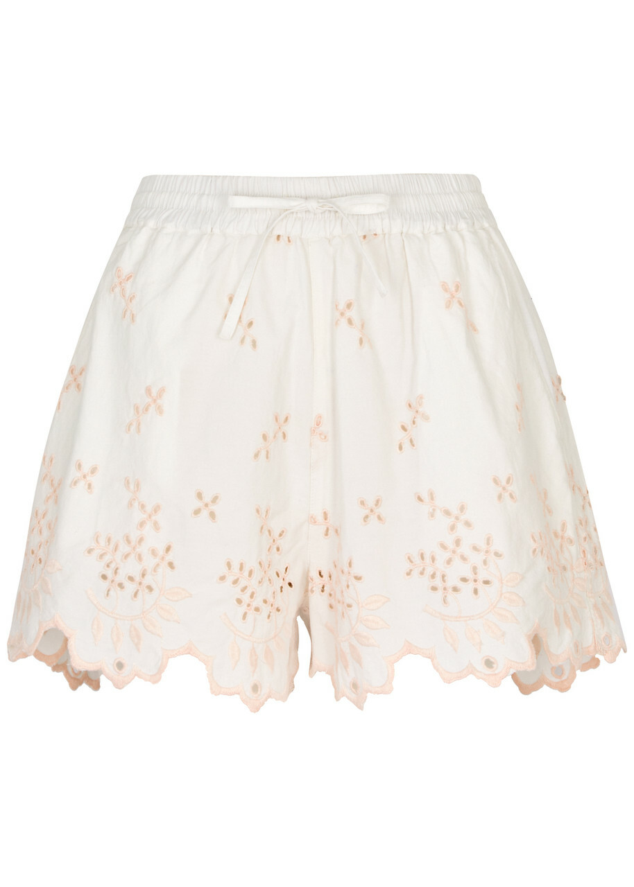 Damson Madder Lana Broderie Anglaise Cotton Shorts White
