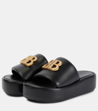 Balenciaga Rise BB leather platform slides